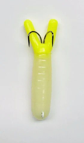 Flounder Pounder Split Tail Tube Lure H&H Lure Company Glow/Chartreuse 