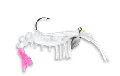 Vudu Shrimp - 2pk Egret Baits 3.25in - 1/4oz Glow/Pink Tail 