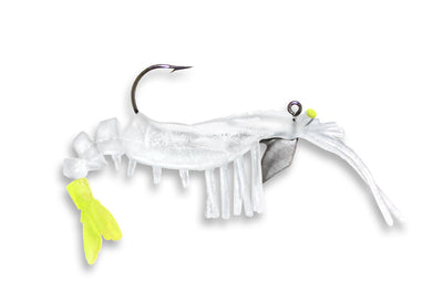 Vudu Shrimp - 2pk Lure Egret Baits 3.25in - 1/4oz Glow/Chart Tail 