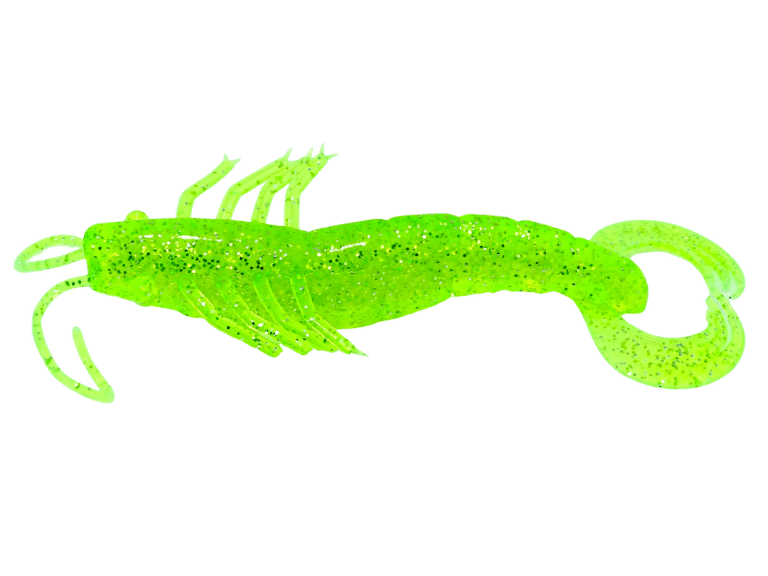 Chickenboy's Famous Shrimp Lures 4” - 6pk Lure Chicken Boy Lures Smokin' Hot - Chartreuse Shine 