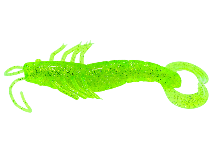 Chickenboy's Famous Shrimp Lures 4” - 6pk Lure Chicken Boy Lures Smokin' Hot - Chartreuse Shine 