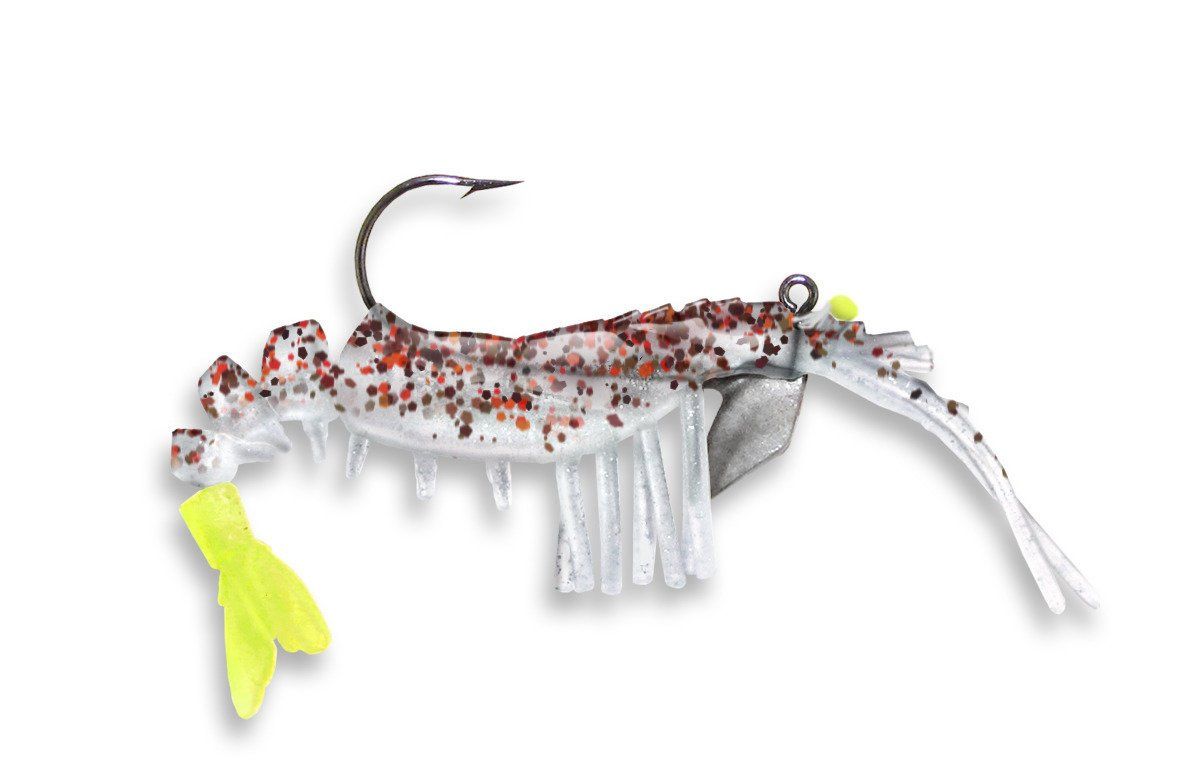 Vudu Shrimp - 2pk Egret Baits 3.25in - 1/4oz Cajun Pepper/Chartreuse Tail 