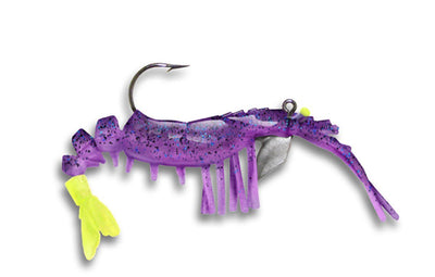 Vudu Shrimp - 2pk Egret Baits 3.25in - 1/4oz Purple/Chartreuse 
