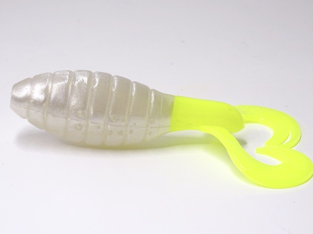 Bubba Clucker Mullet 3” - 7pk Chicken Boy Lures Pearl-Chartreuse 