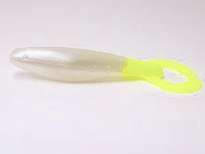 Psycho Chicken Shad 3.5” - 6pk Chicken Boy Lures Pearl White & Chartreuse 