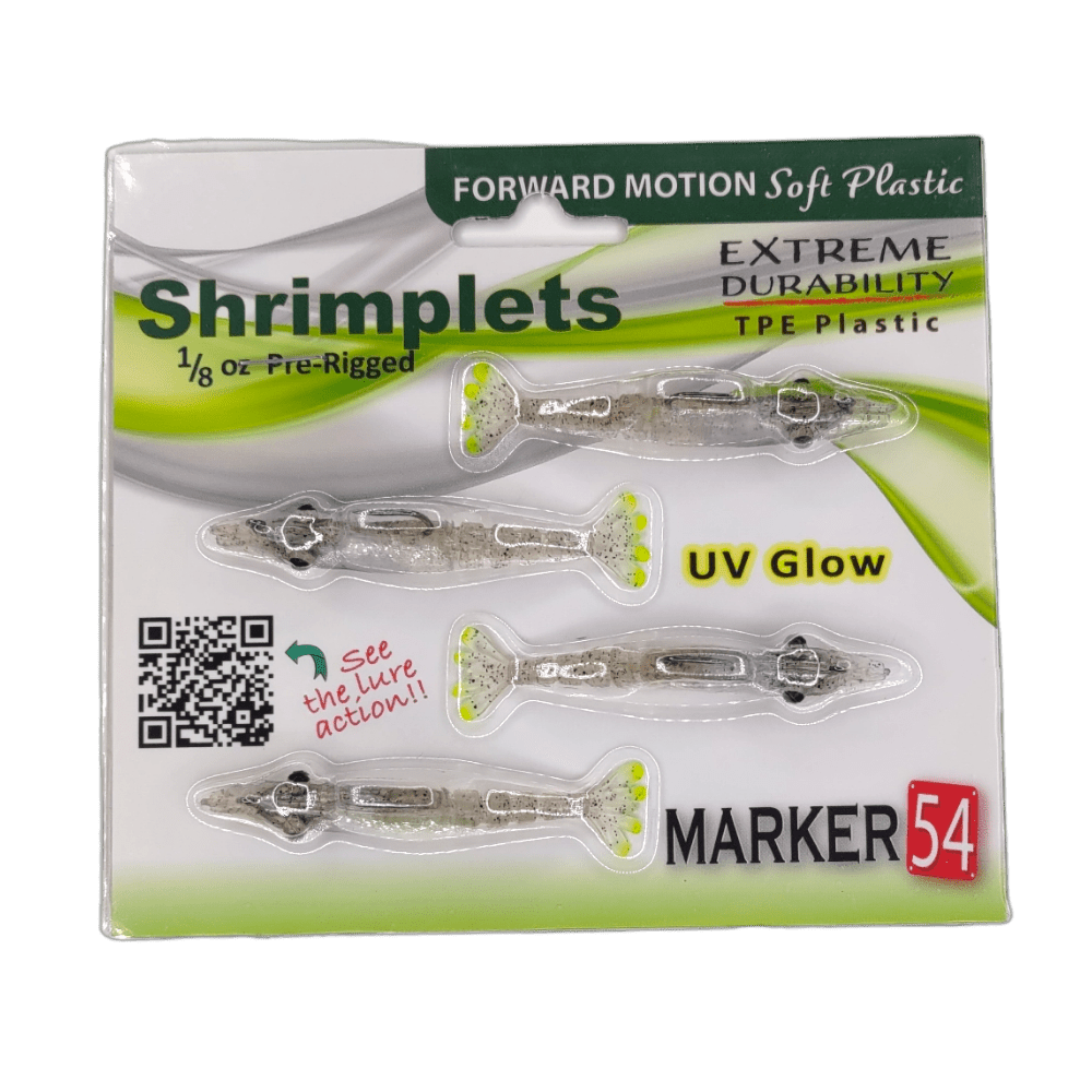 Marker 54 Shrimplets Soft Plastic Shrimp Lure 2.5" 4pk Line Cutterz
