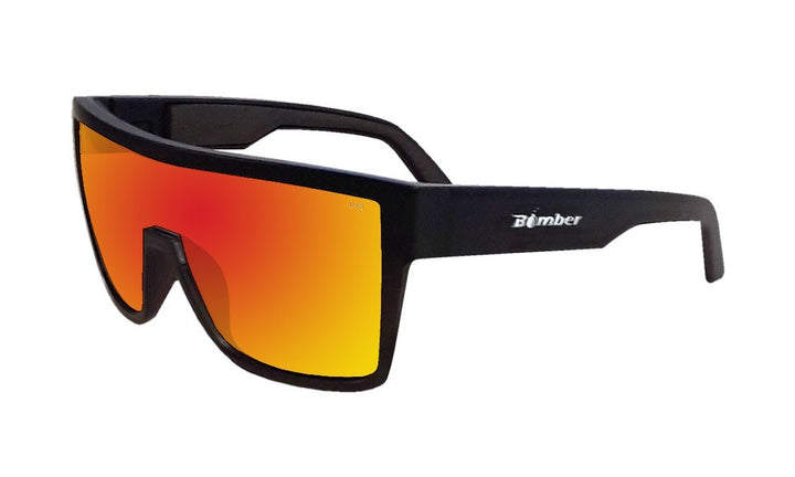 Bomber Polarized Floating Eyewear Bomber Buzz Bomb Matte Black Frame Red Mirror Polarized Safety Lens