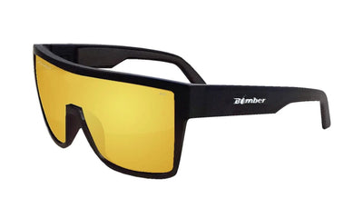 Bomber Polarized Floating Eyewear Accessories Bomber Buzz Bomb Matte Black Frame Gold Mirror Polarized Safety Lens