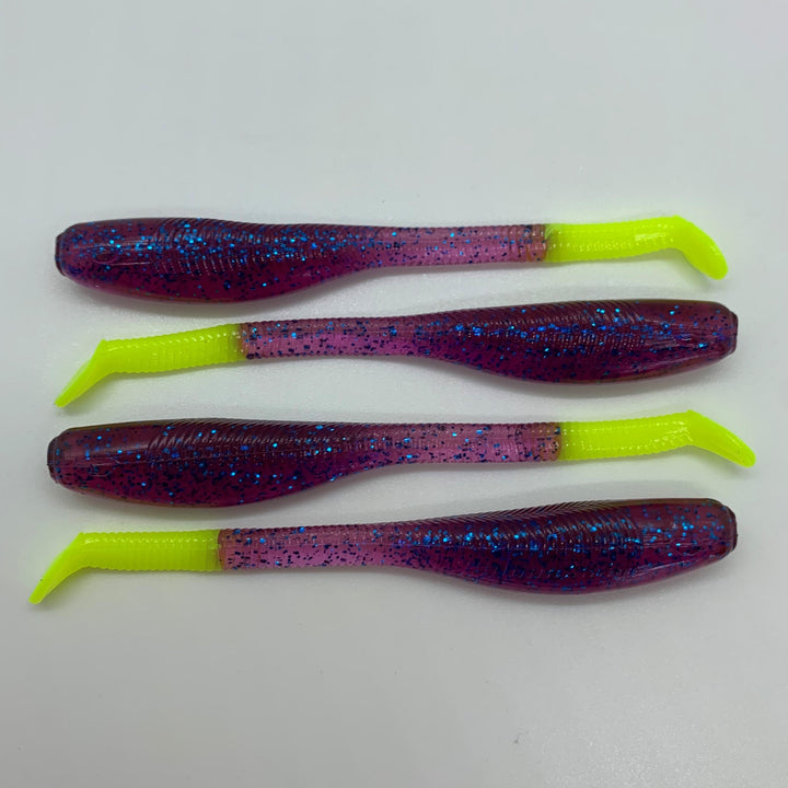 Down South Lures Lure Down South Lures Southern Shad (4.5") Plum Chartreuse 