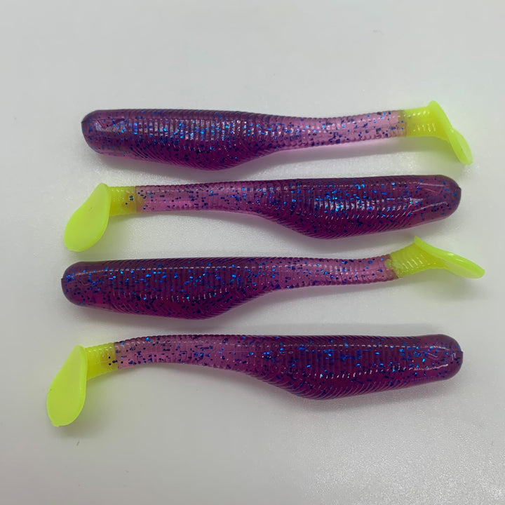 Down South Lures Lure Down South Lures Plum Chartreuse Burner Shad (3.5") 