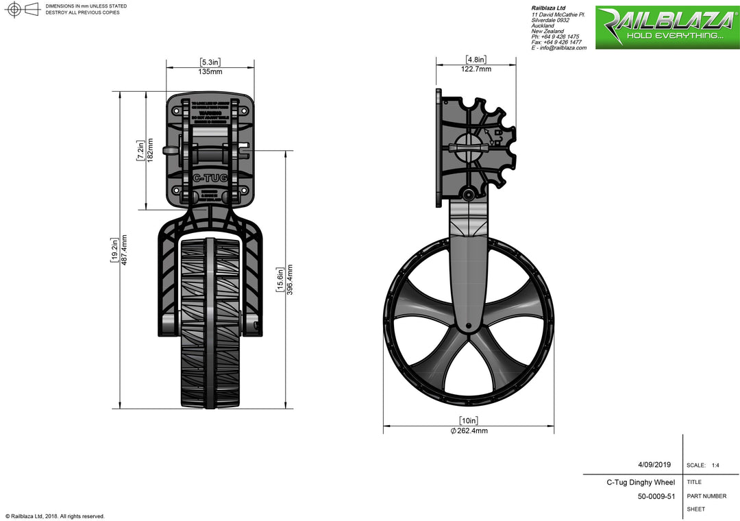 C-Tug Dinghy Wheels Accessories RAILBLAZA 