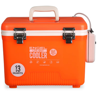 Engel® 13 Quart Live Bait Drybox/Cooler Coolers Engel Coolers Hi-Vis Orange 