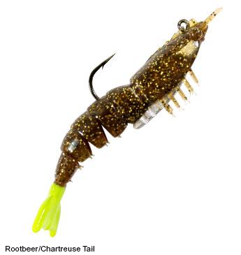 Z-Man EZ ShrimpZ Pre-Rigged Lure Z-Man Fishing Products Rootbeer/Chartreuse Tail 