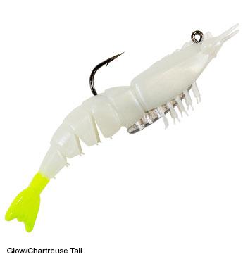 Z-Man EZ ShrimpZ Pre-Rigged Lure Z-Man Fishing Products Glow/Chartreuse Tail 