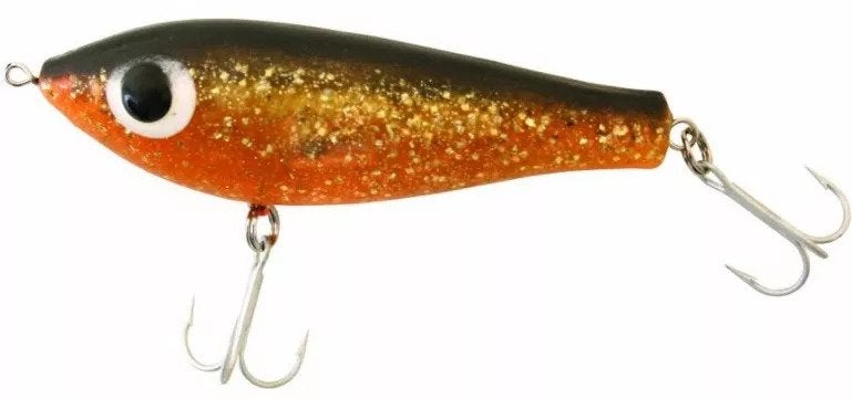 Paul Brown's Fat Boy Suspending Twitchbait Lure Mirrolure Black Gold Orange 