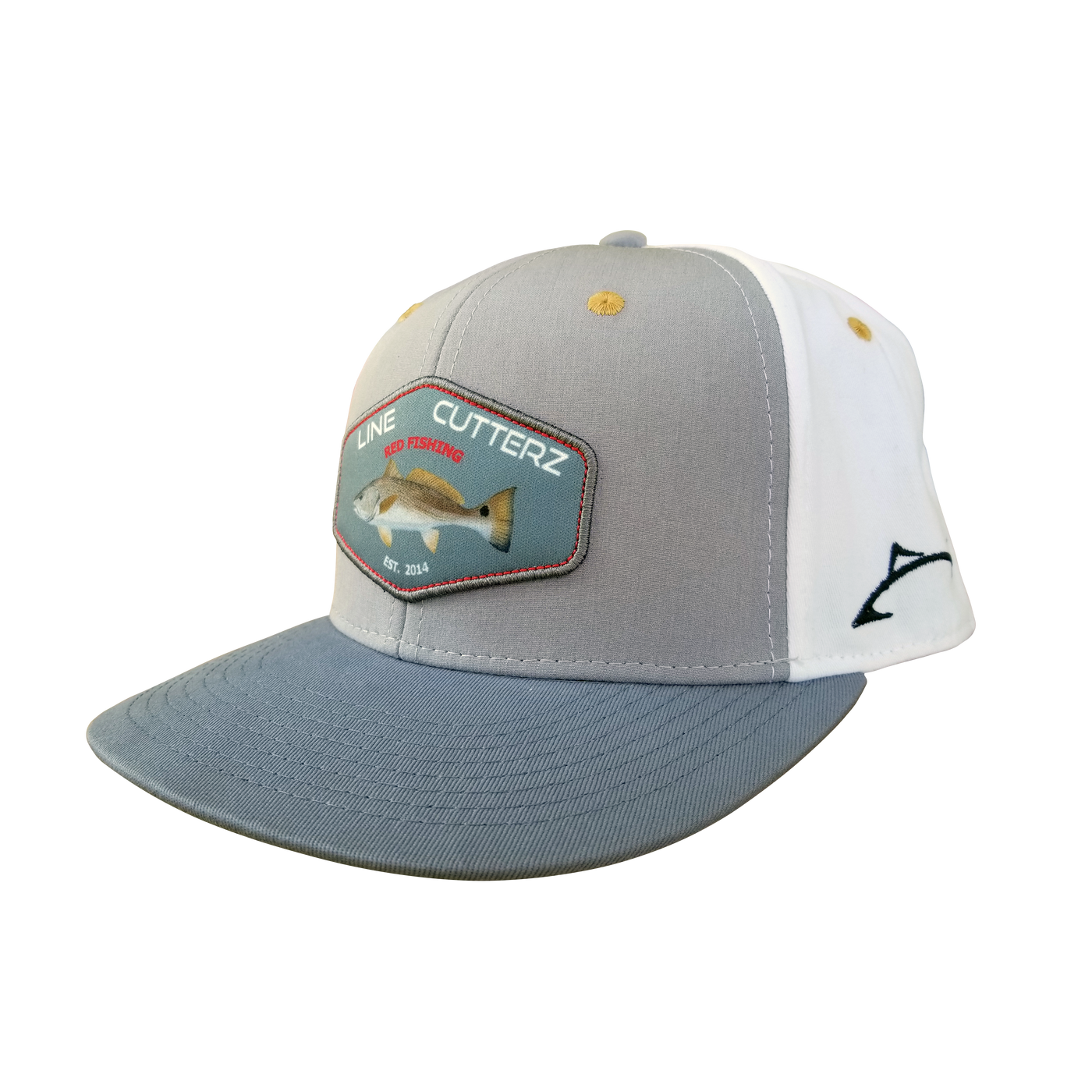 *NEW* Line Cutterz Light Gray Redfish Patch Snapback Hats Line Cutterz 