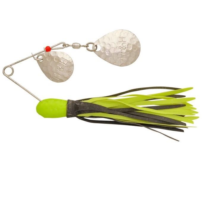 Original H&H Spinner Lure H&H Lure Company Black/Chartreuse Double Spinner 