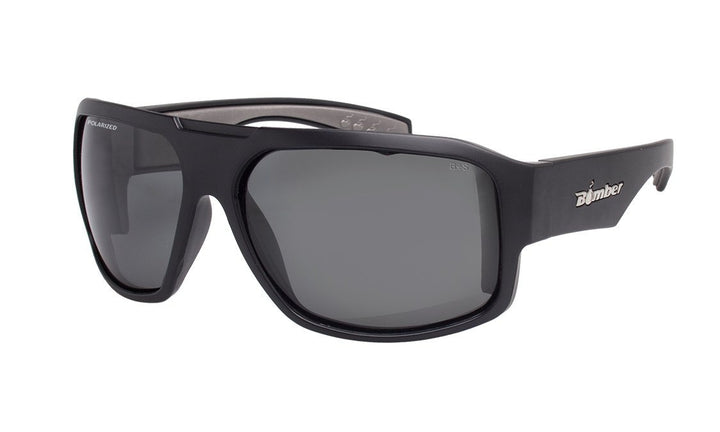Bomber Polarized Floating Eyewear Bomber Mega Bomb Matte Black Frame Smoke Polarized Safety Lens