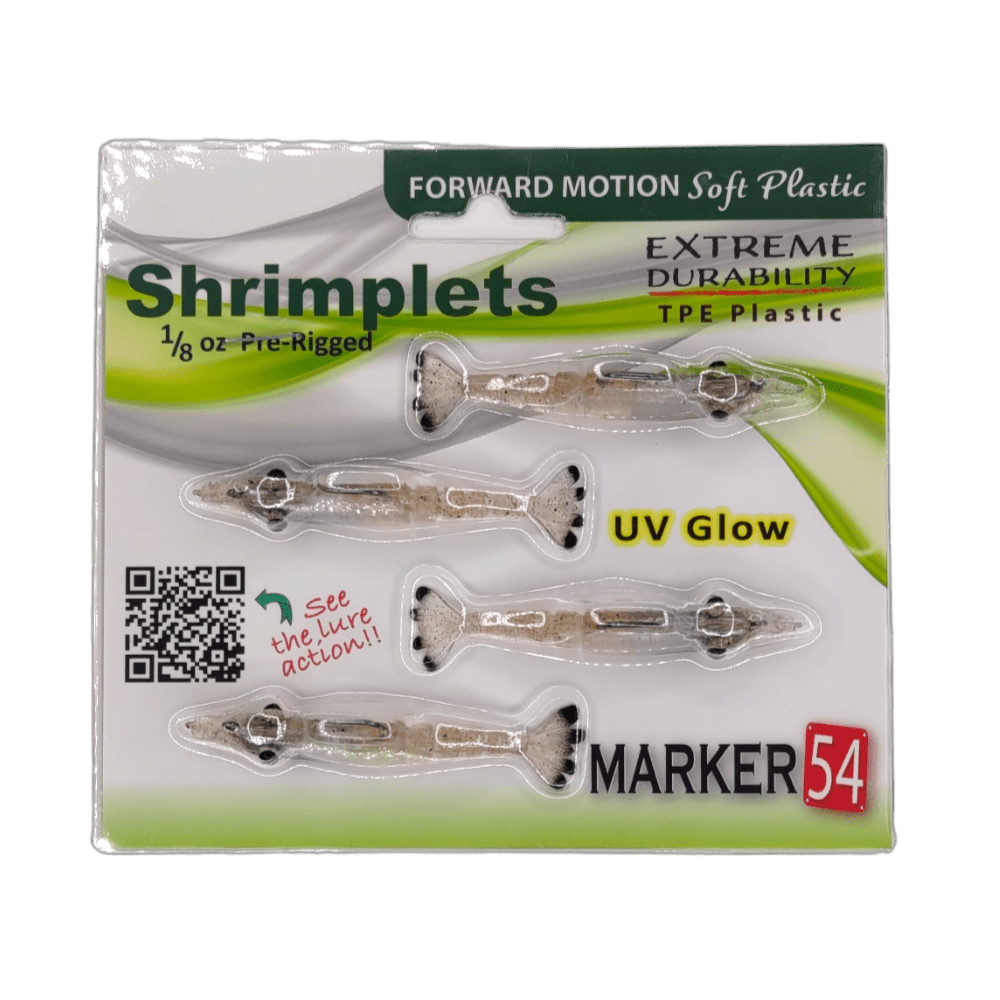 Marker 54 Shrimplets - Soft Plastic Shrimp Lure - 2.5 4pk, Orange