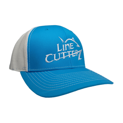 Line Cutterz Meshback Trucker Snapback Hats Line Cutterz Aqua Blue/White - White Logo 