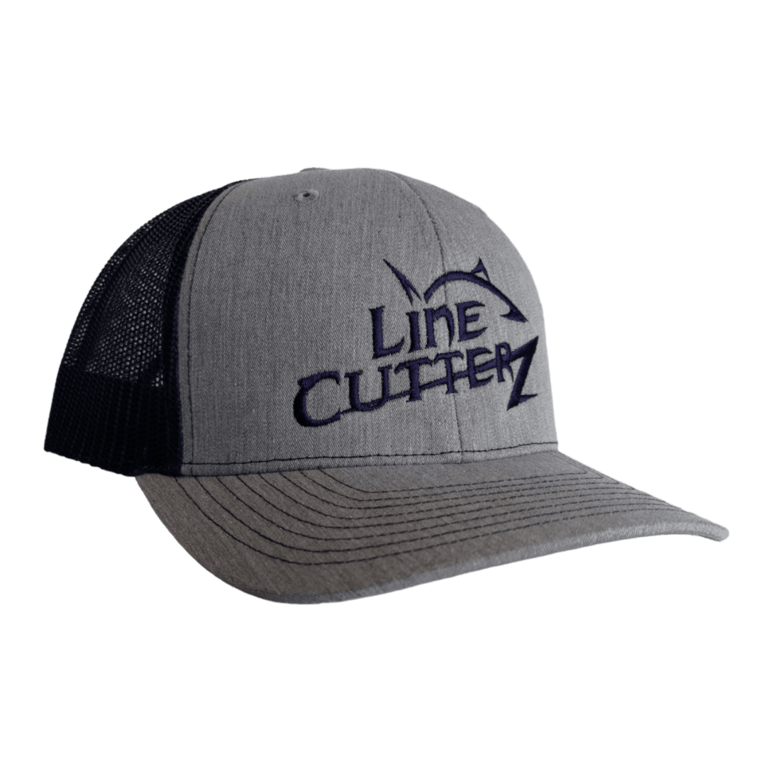 Line Cutterz Meshback Trucker Snapback Hats Line Cutterz Heather Grey/Navy - Navy Logo 