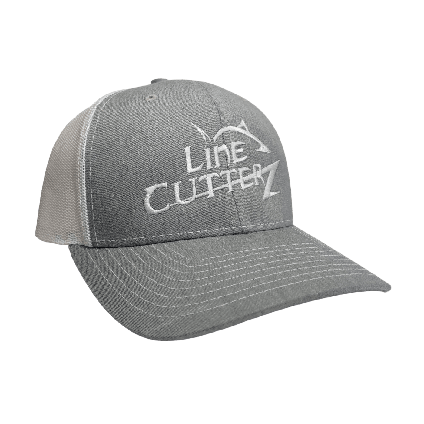 Line Cutterz Meshback Trucker Snapback Hats Line Cutterz Heather Grey/White - White Logo 