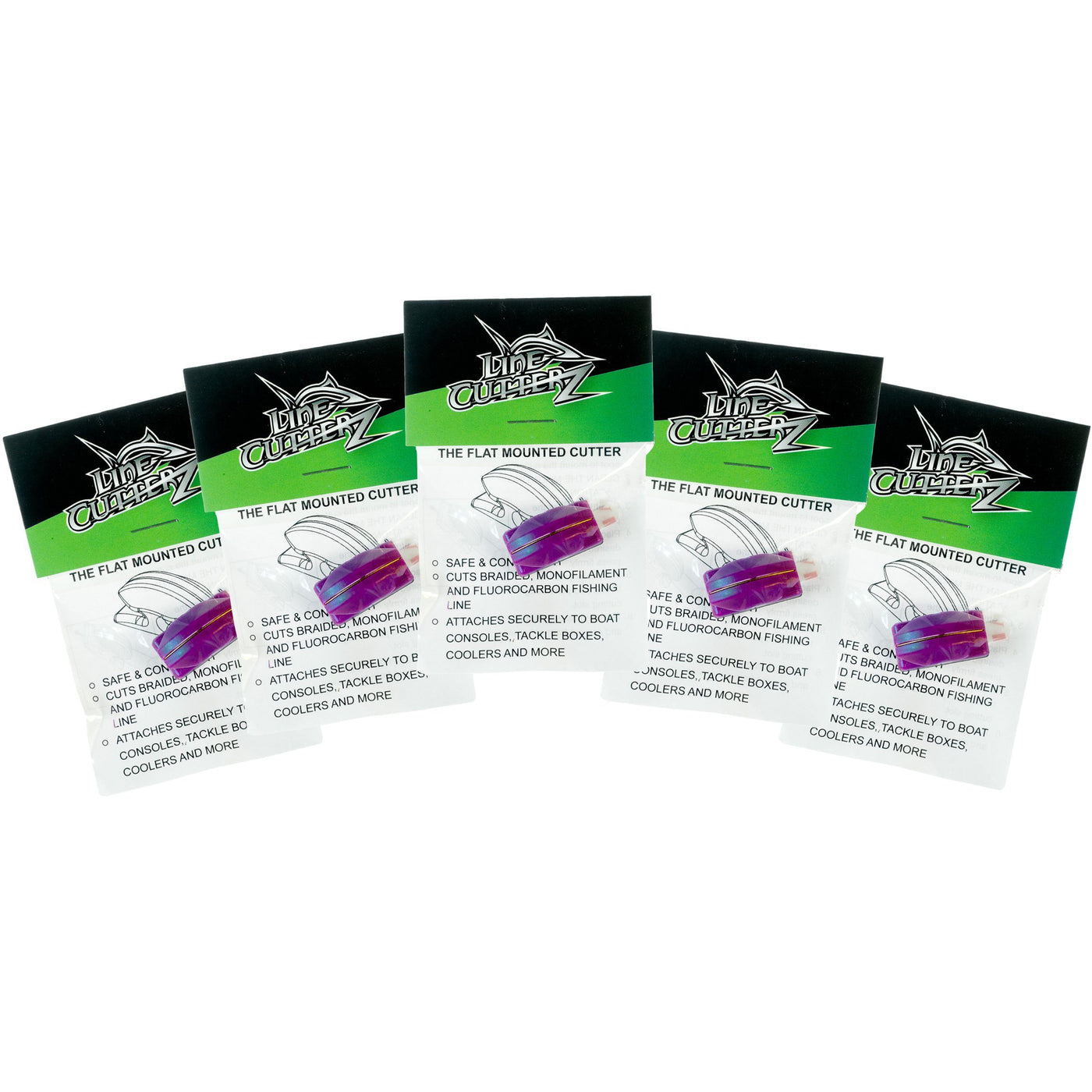 5-Pack Line Cutterz™ Flat Mounts - Purple