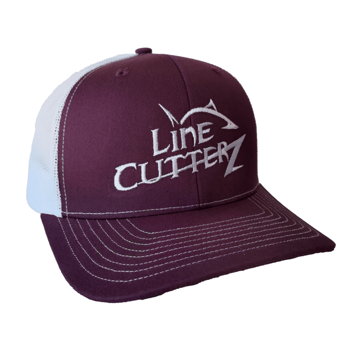 Line Cutterz Meshback Trucker Snapback Hats Line Cutterz Maroon/White 