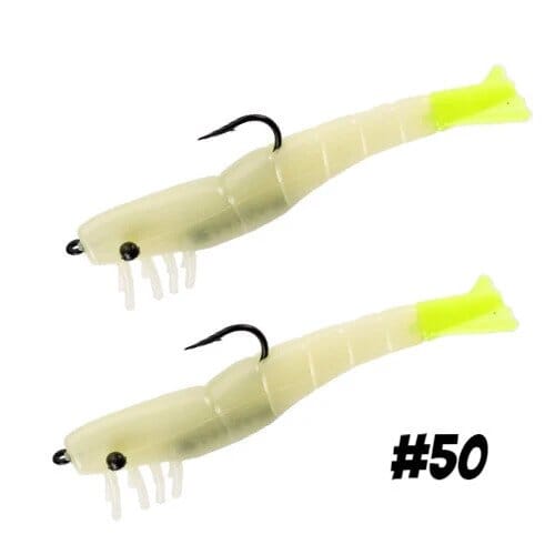 H&H TKO Shrimp Double Rig Lure H&H Lure Company 1/4oz Glow / Chartreuse Tail 