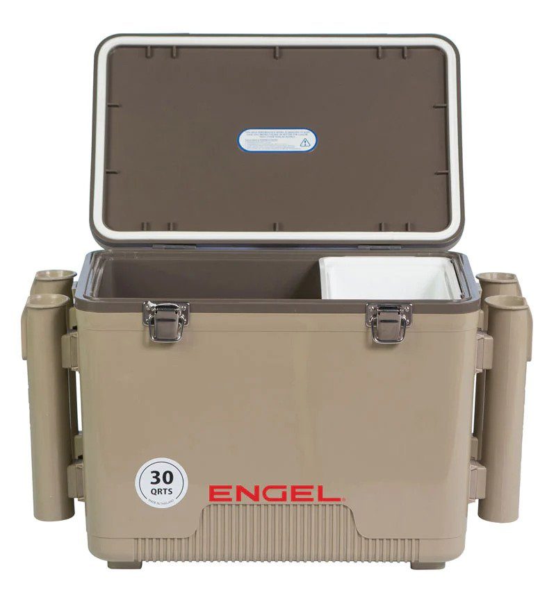 Engel® 30 Quart Drybox/Cooler with Rod Holders Coolers Engel Coolers Tan 