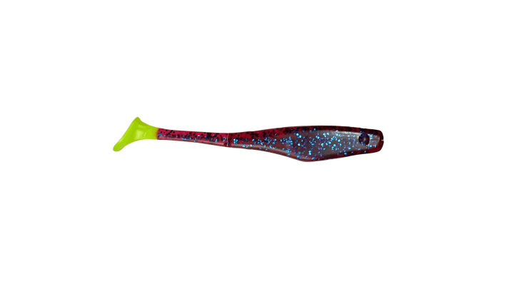KWigglers Wig-A-Lo 6pk Lure KWigglers Plum Blue Metal Flake/Chartreuse 