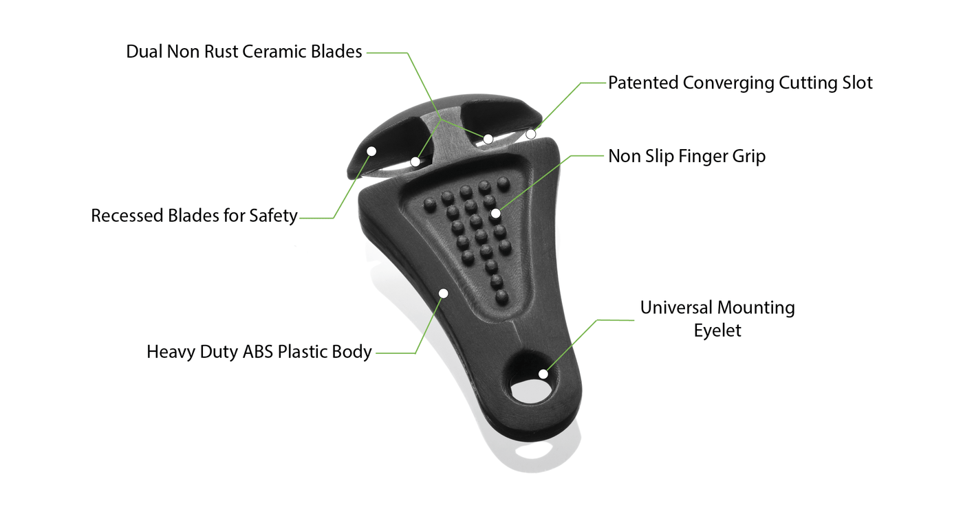 Line Cutterz Triple Play - 1 Each Patented Non-Rust Ceramic Ring, Mountable and Zipper Pull Quick Fishing Line Cutter