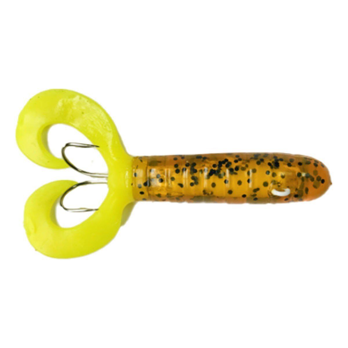 Flounder Pounder Curly Tail Tube H&H Lure Company Pumpkin Seed/Chartreuse Tail 