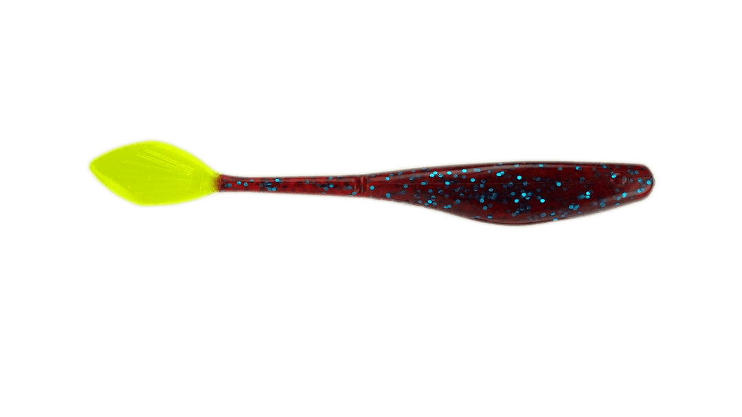 KWigglers Willow Tail Shad 6pk KWigglers Plum Blue Metal Flake/Chartreuse 