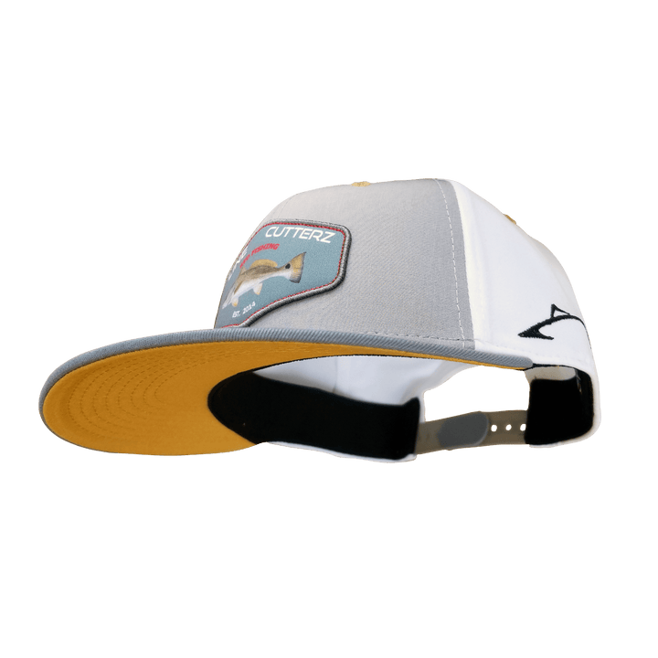 *NEW* Line Cutterz Light Gray Redfish Patch Snapback Hats Line Cutterz 