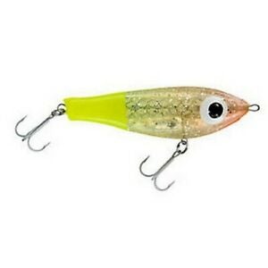 Paul Brown's Fat Boy Suspending Twitchbait Lure Mirrolure Silver Chartreuse Tail 