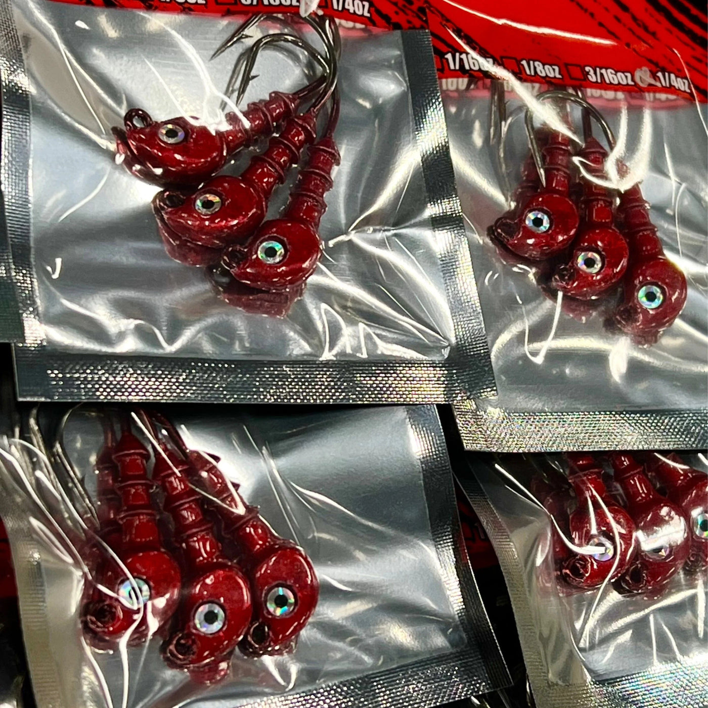 Salty Head Jig Heads - Razor Series Lure Salty Head Jigs 1/16oz Red 