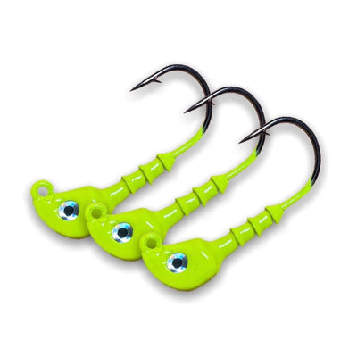 Salty Head Jig Heads - Razor Series Lure Salty Head Jigs 1/16oz Chartreuse 