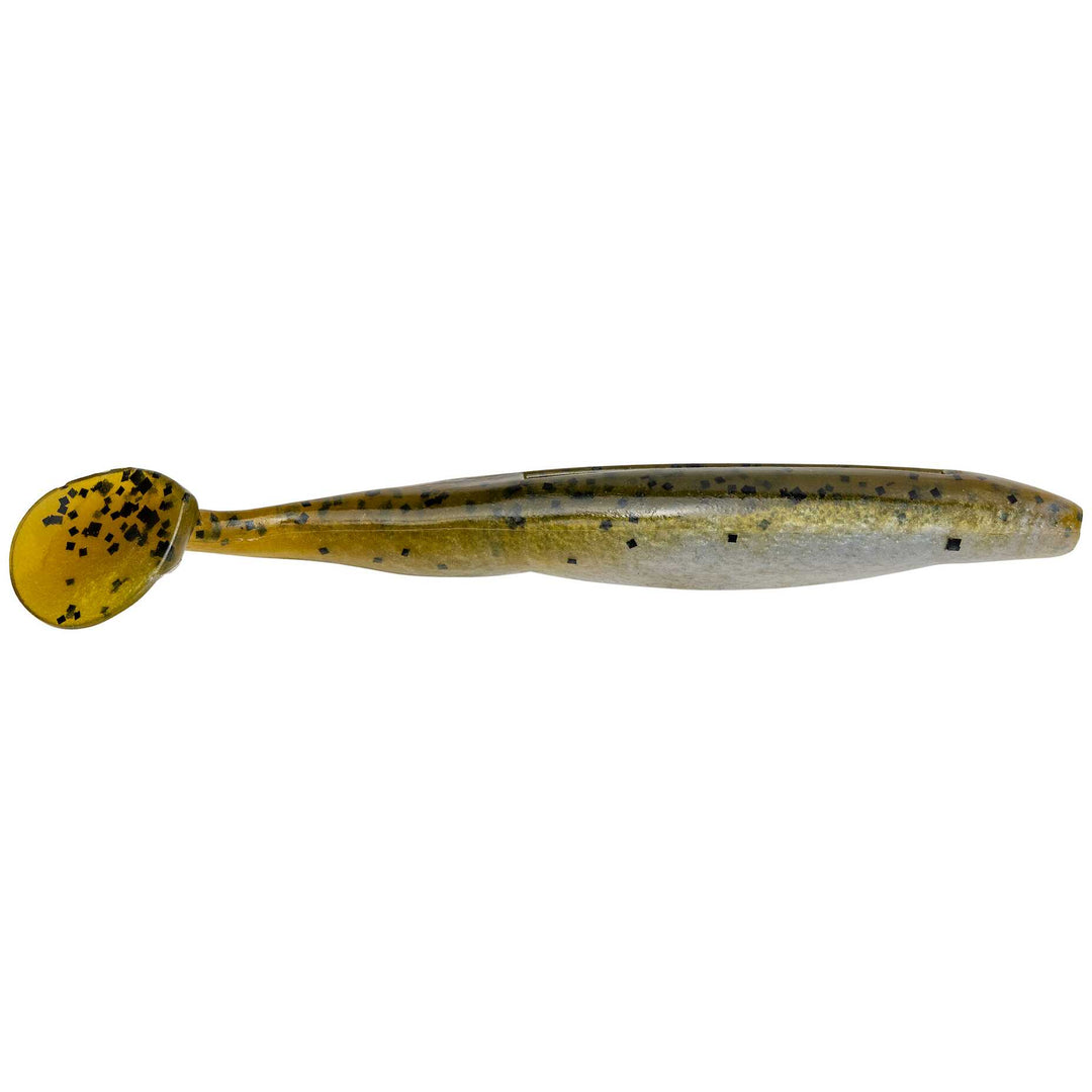 KVD Perfect Plastics Swim'n Caffeine Shad Lure Strike King Lure Company 4 in Green Pumpkin Pearl Belly 