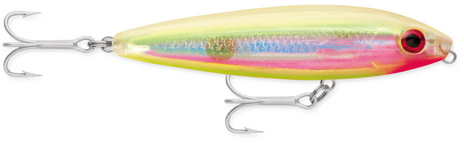 Rapala - Saltwater Skitter Walk Lure Rapala 4-3/8in 5/8oz Holographic Bone Chartreuse 