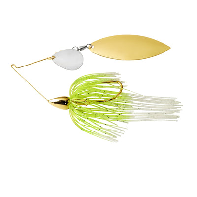 War Eagle Gold Frame Tandem Willow Spinnerbait War Eagle Custom Lures 1/2 oz White Chartreuse 