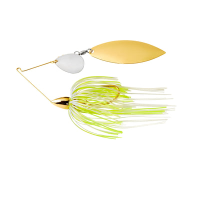 War Eagle Gold Frame Tandem Willow Spinnerbait War Eagle Custom Lures 1/2 oz Hot White Chartreuse 